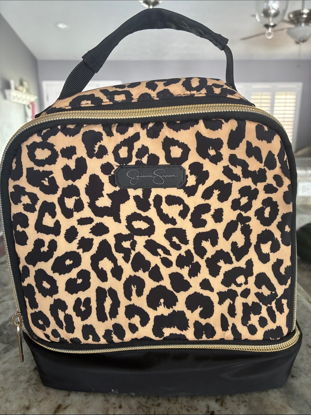 Jessica Simpson Leopard-Print lunch bag  - Black & Tan